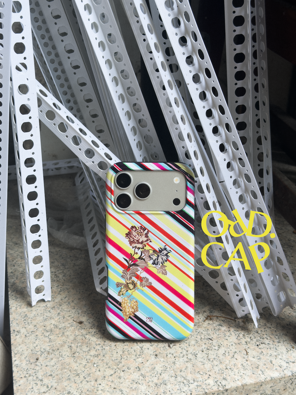 Dog on an Errand striped dog MagSafe phone case with glassware and cutlery