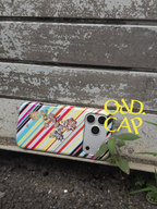 Apple for Later striped apple MagSafe phone case with fruit and tableware