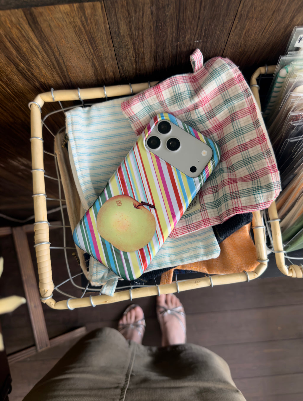 Apple for Later striped MagSafe phone case with folded checks and stripes