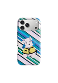 Dog on an Errand striped dog MagSafe iPhone case on white