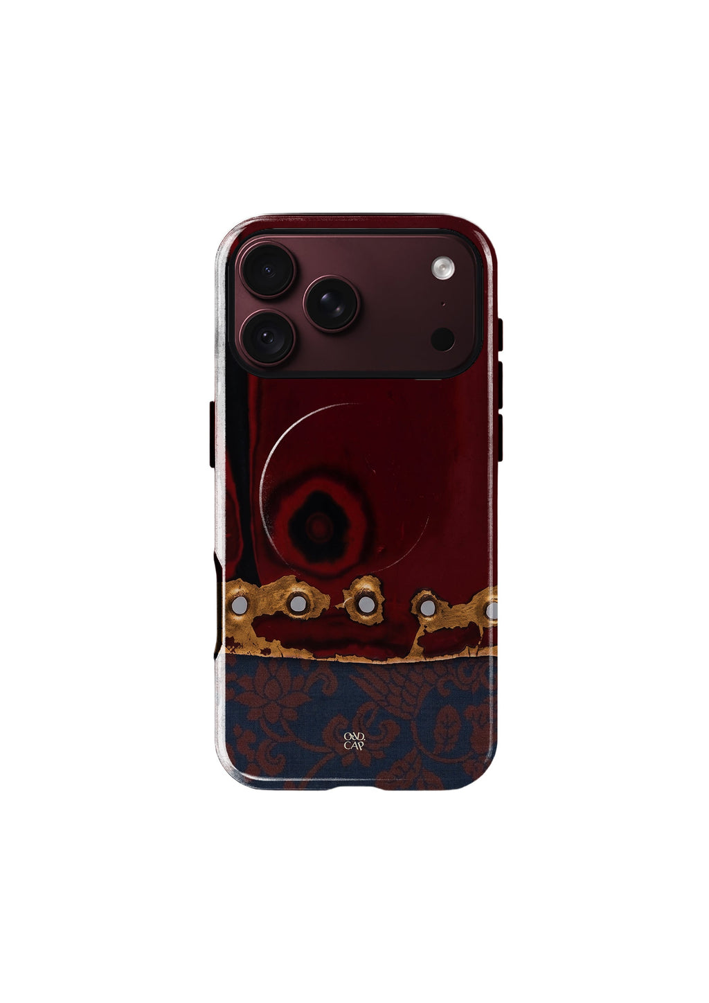 Oxblood iPhone case on white background