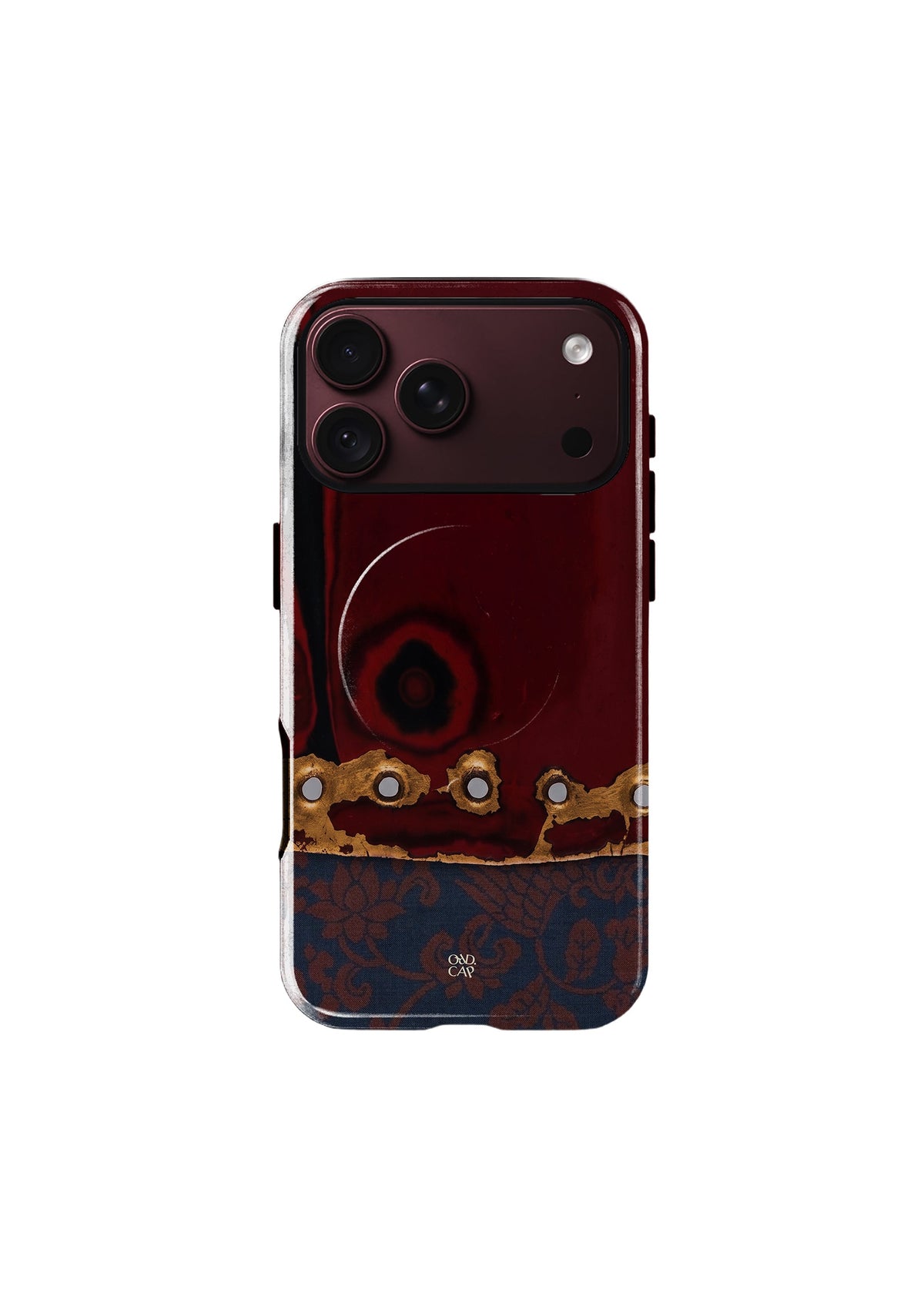 Oxblood iPhone case on white background